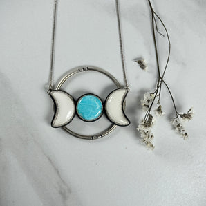 Triple Moon Pendant with Ivory Creek and Turquoise